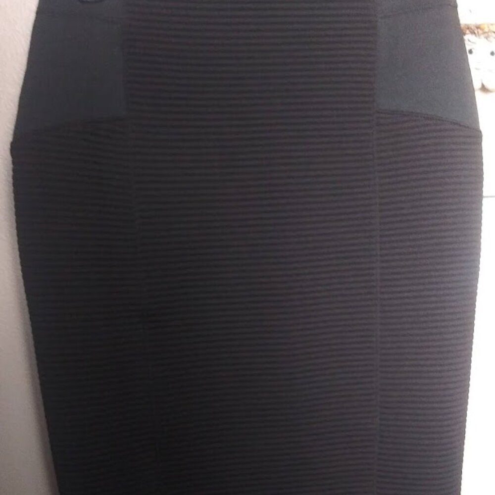 Belle Sky Ribbed Black Bodycon Pencil Skirt Women's Size M